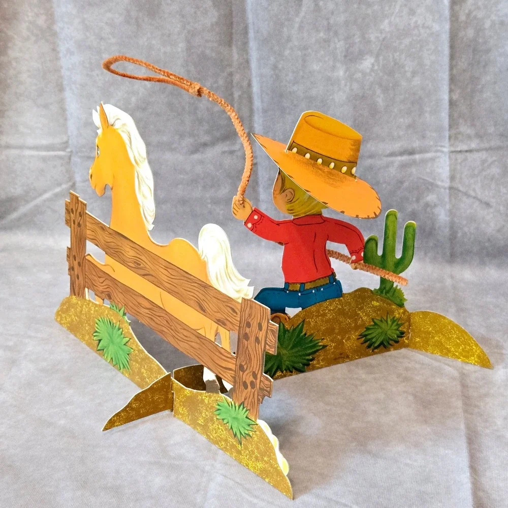 Freckles Cowboy‎ Horse Centerpiece Hallmark Cardboard 3D Vintage Party
